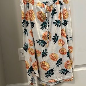 Tickled Teal pineapple patterned midi skirt